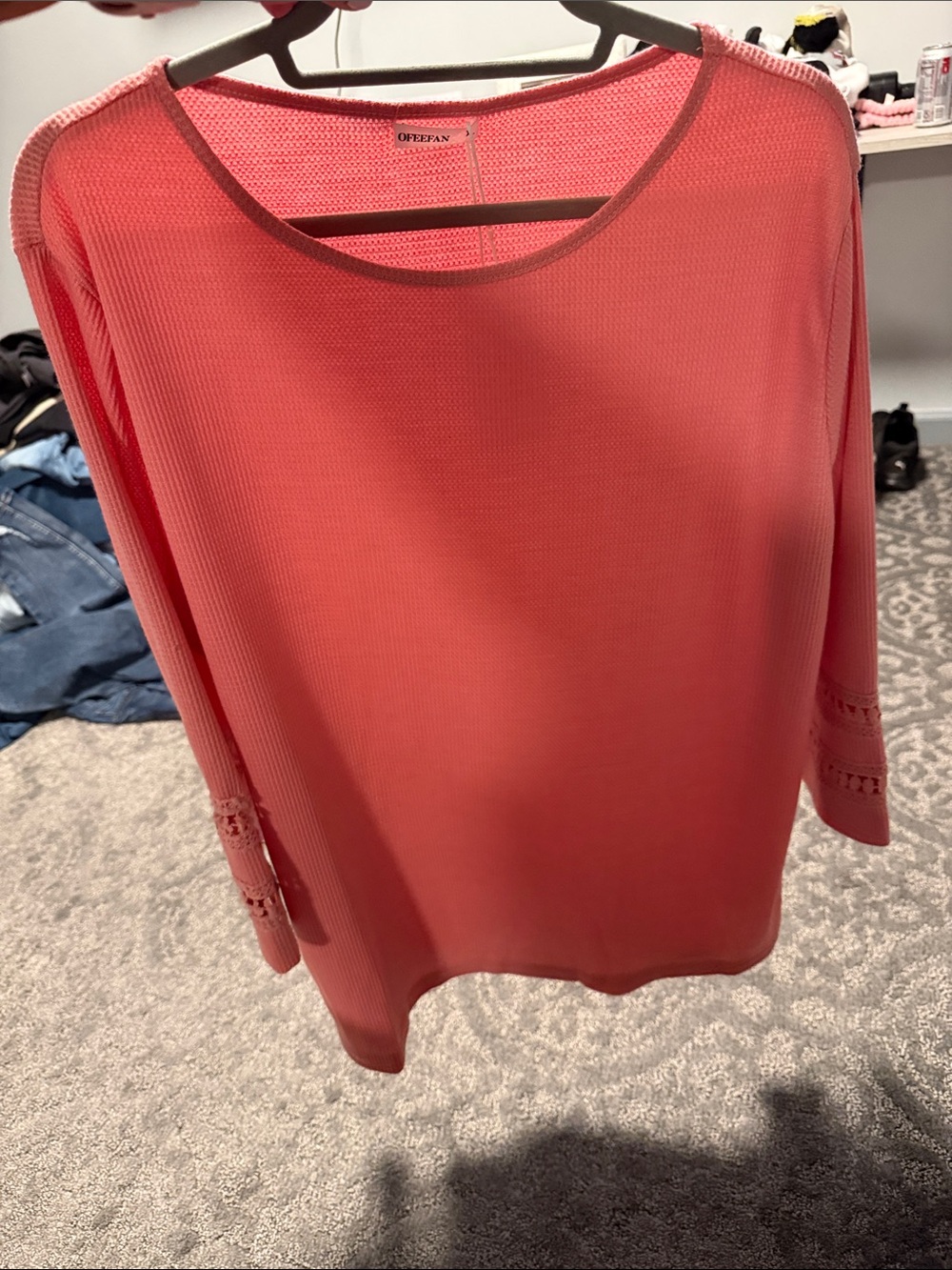 Coral Pink Long Sleeve Knit Top